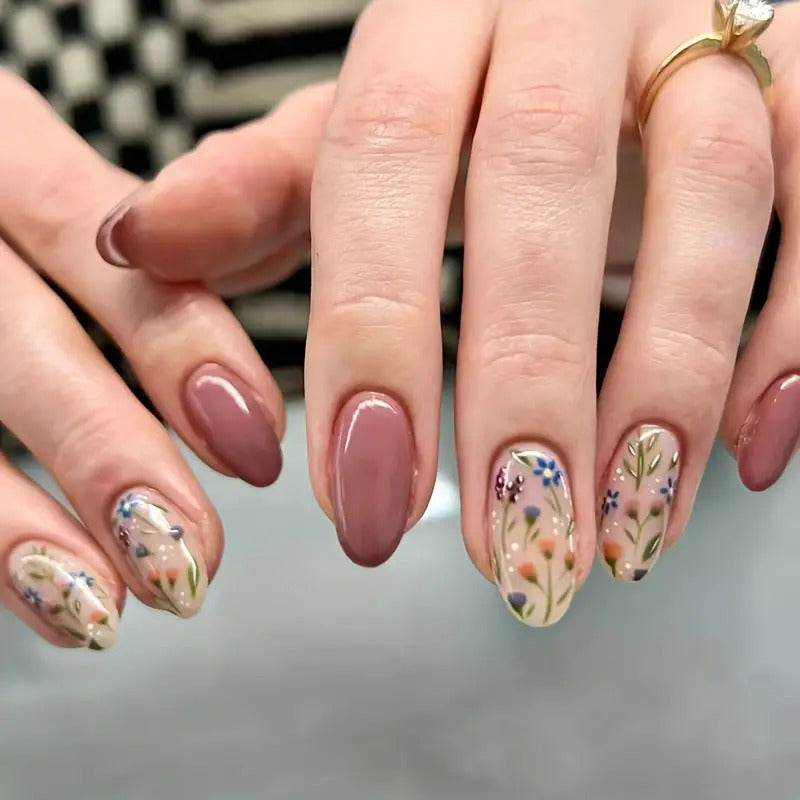 Mixed Color Floral Pattern with Flowers and Plants Design 10-pieces