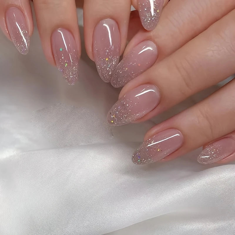 Glitter Gradient Pink Press-On Nails 10-pieces