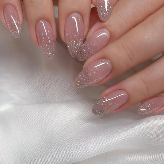 Glitter Gradient Pink Press-On Nails 10-pieces