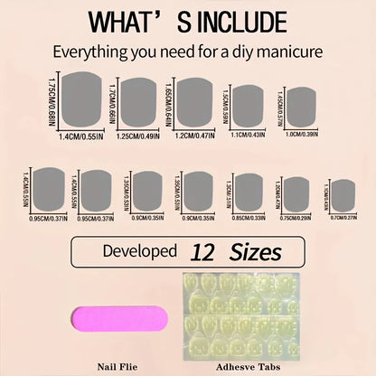 Short Square Press-On Nails 10-pieces