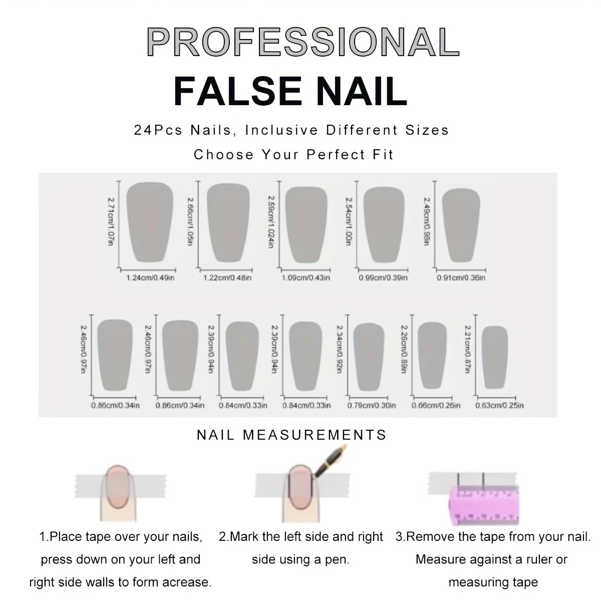 Mixed Color Ballet Shape Luxury Press-On Nails 10-pieces