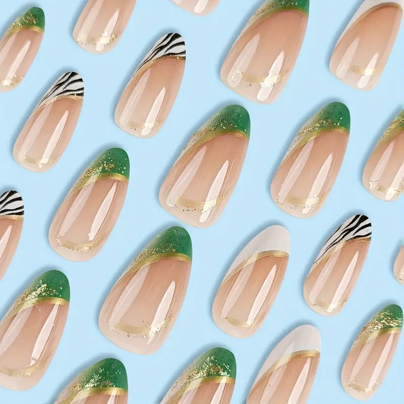 Almond Shaped Glitter French Press-On Nails 10-pieces