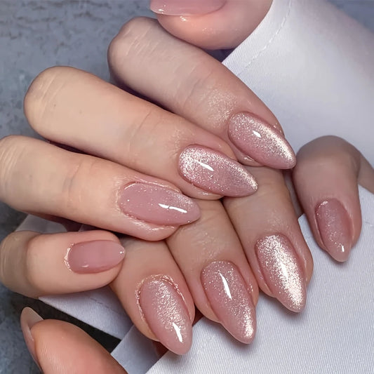 Nude Cat Eye Almond Press-On Nails 10-pieces