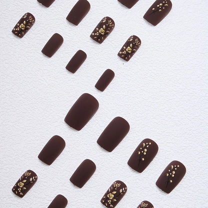 Matte Floral Square Press-On Nails 10-pieces