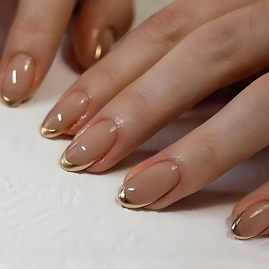 Nude French Almond Press-On Nails 10-pieces