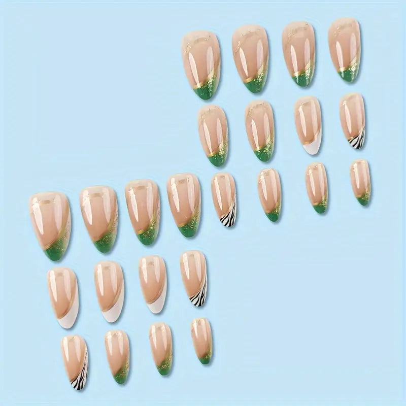 Almond Shaped Glitter French Press-On Nails 10-pieces