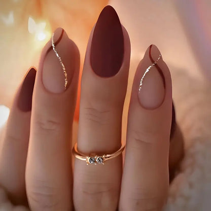 Matte Wine Red Almond Press-On Nails 10-pieces