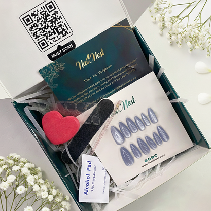 Dark Gray Cat Eye Effect Almond Nails Reusable Press On Nail