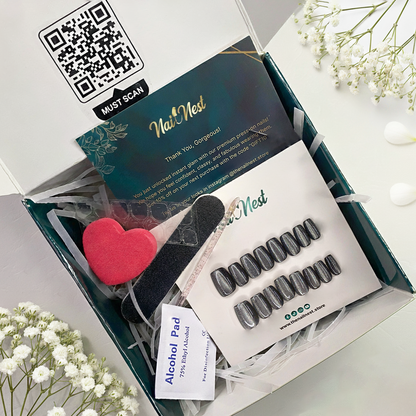 Mystic Midnight Chrome Ombre Cat Eye Nails Reusable Press On Nail