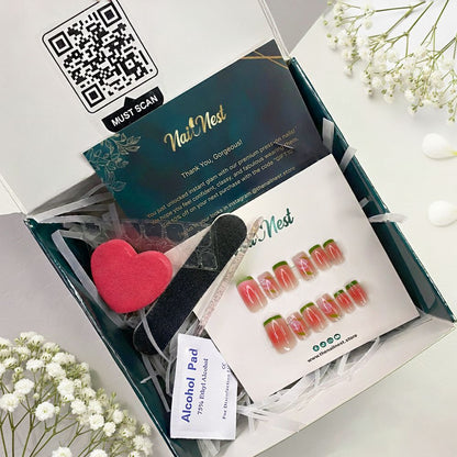 24-Piece Watermelon Blossom Ombré Reusable Press On Nail