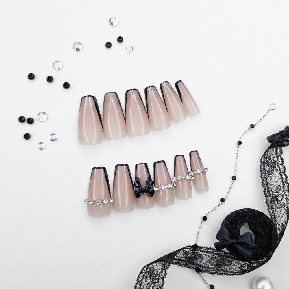 12-Piece Mixed Color Ballet Shape Luxury Press-On Nails