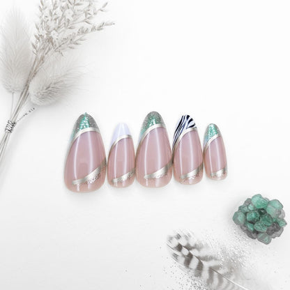 Almond Shaped Glitter French Press-On Nails 12-pieces