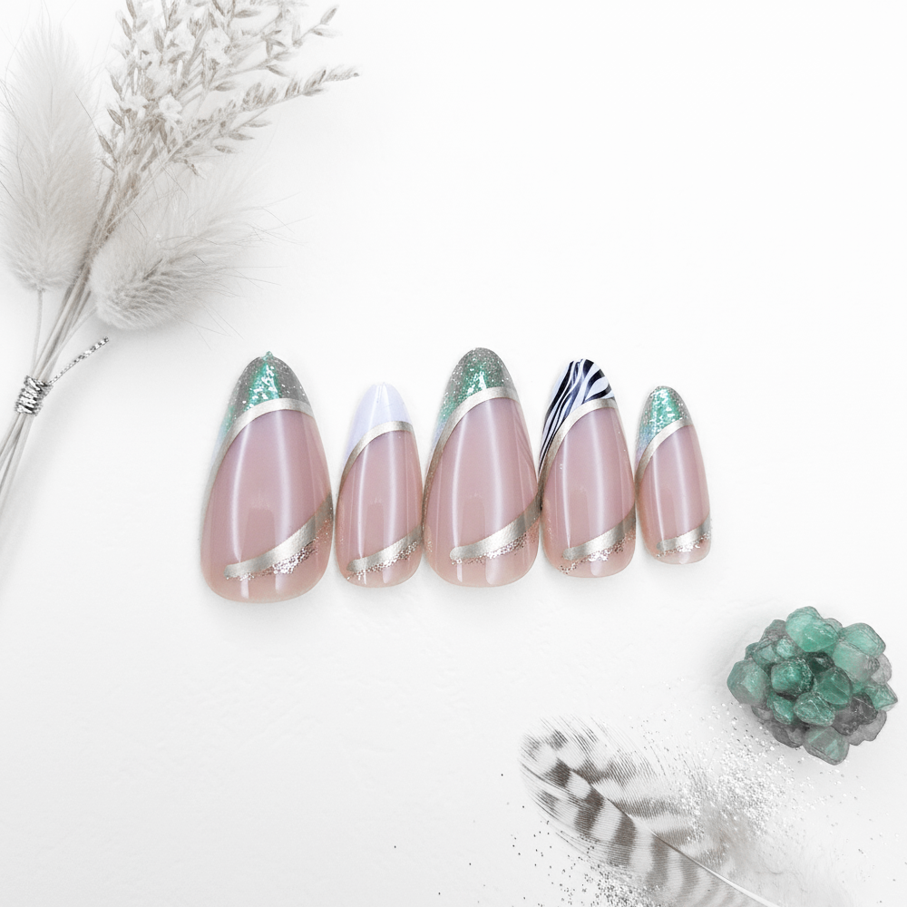 Almond Shaped Glitter French Press-On Nails 10-pieces