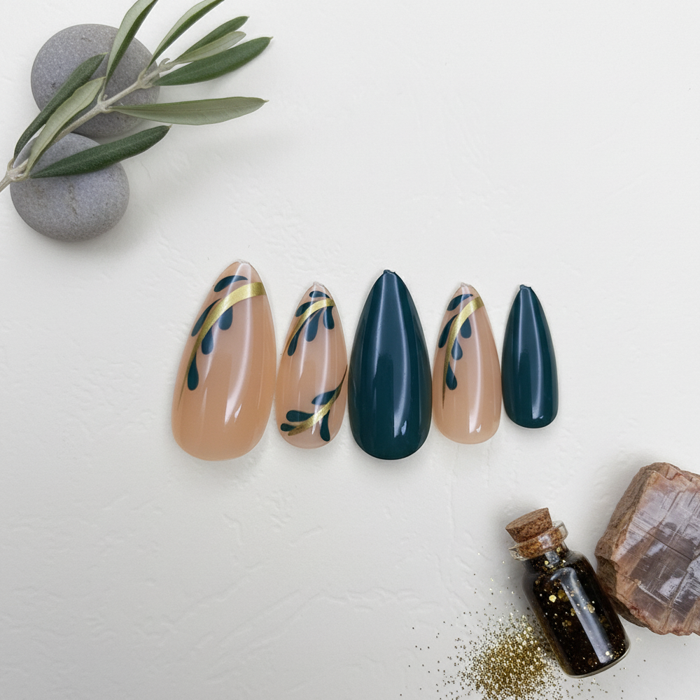 Autumn Wheat Stalk Almond Press-On Nails 10-pieces