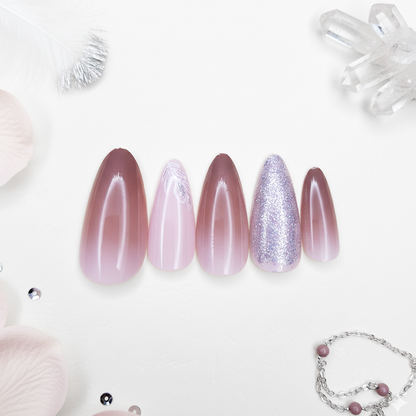 Wine Red & Golden Ripple Nail Strips 10-pieces