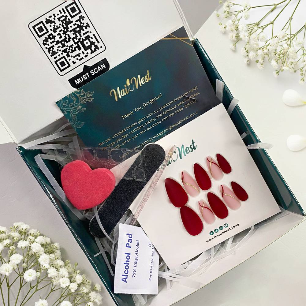 Matte Wine Red Almond Press-On Nails 12-pieces