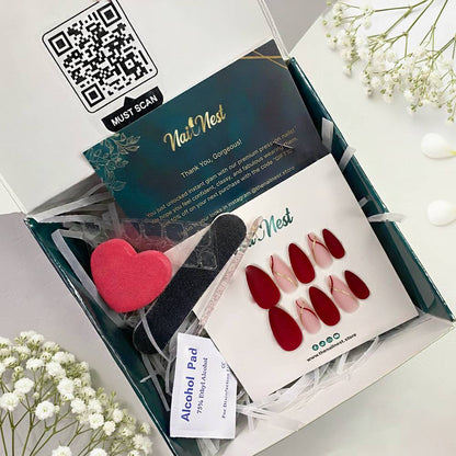 Matte Wine Red Almond Press-On Nails 12-pieces