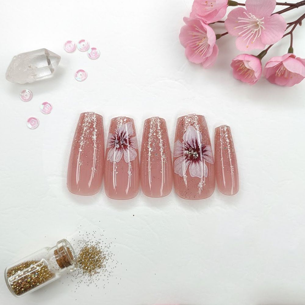 12-Pieces Long Ballerina Press-On Nails