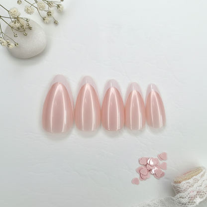 Long Almond French Colorblock Press-On Nails 10-pieces