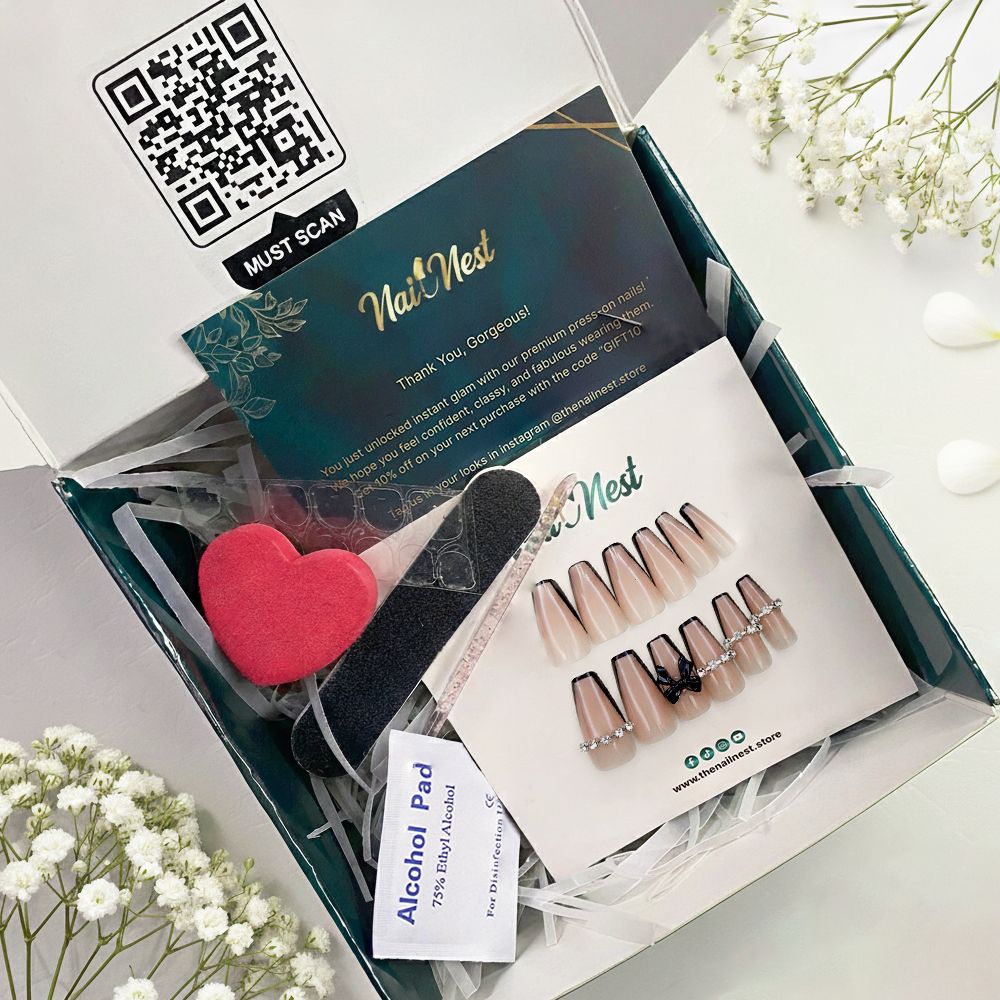 12-Piece Mixed Color Ballet Shape Luxury Press-On Nails