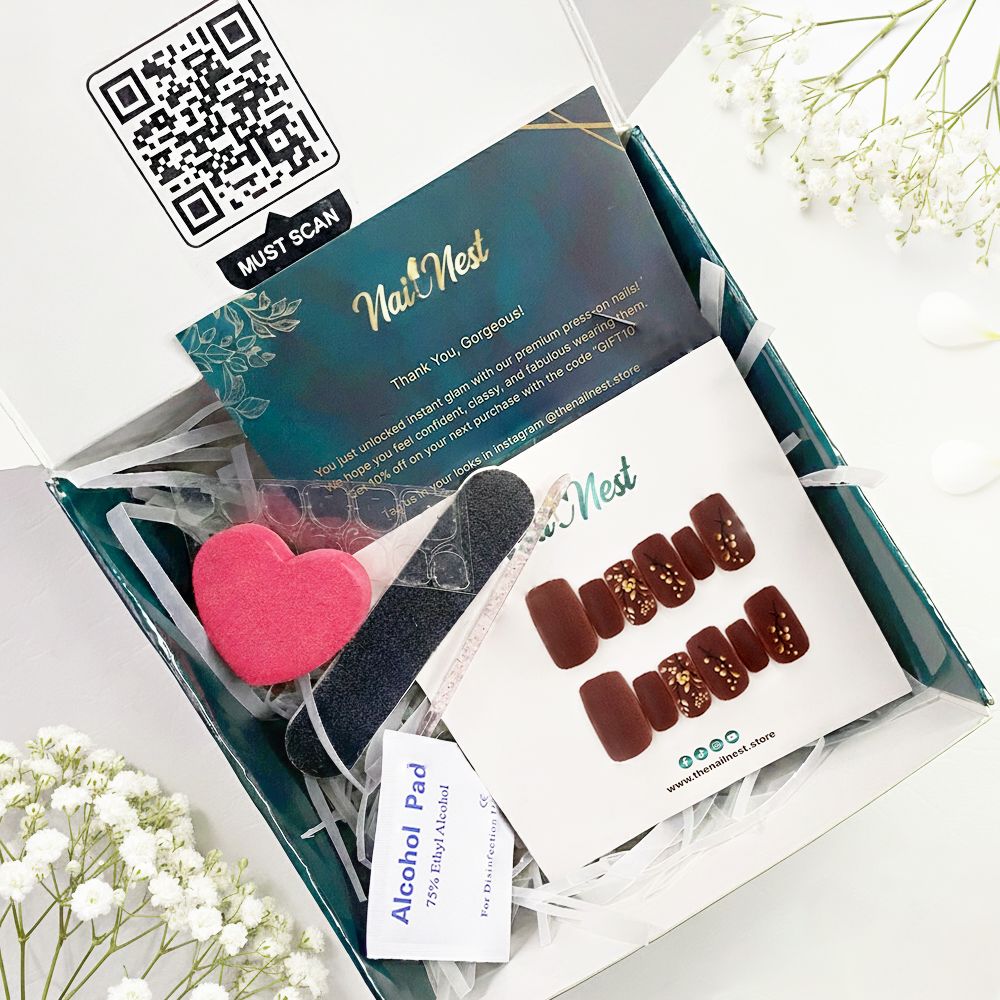 12-Pieces Matte Floral Square Press-On Nails