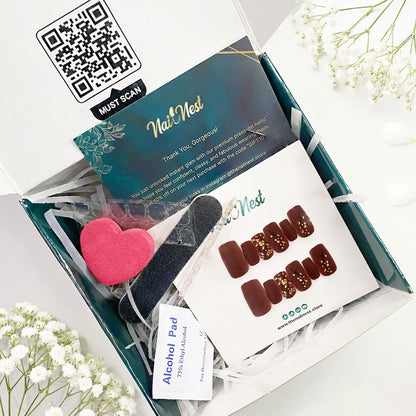 12-Pieces Matte Floral Square Press-On Nails