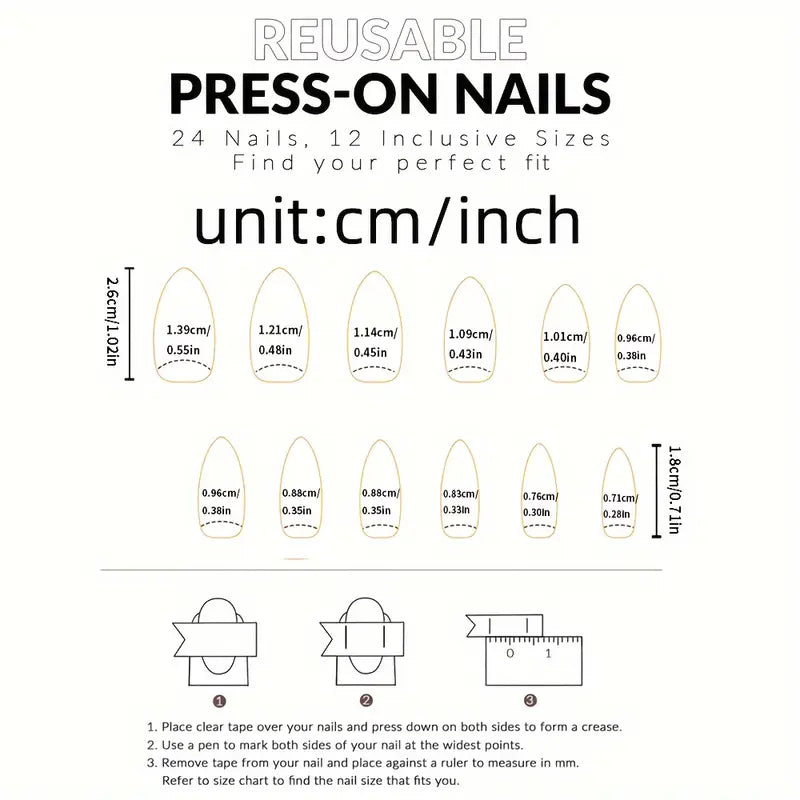 Long Almond French Colorblock Press-On Nails 10-pieces