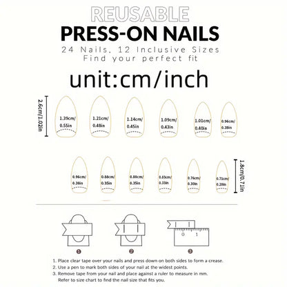 Long Almond French Colorblock Press-On Nails 10-pieces