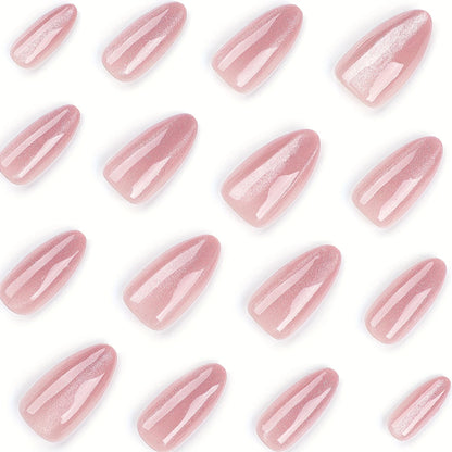 Nude Cat Eye Almond Press-On Nails 10-pieces