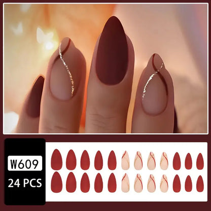 Matte Wine Red Almond Press-On Nails 10-pieces