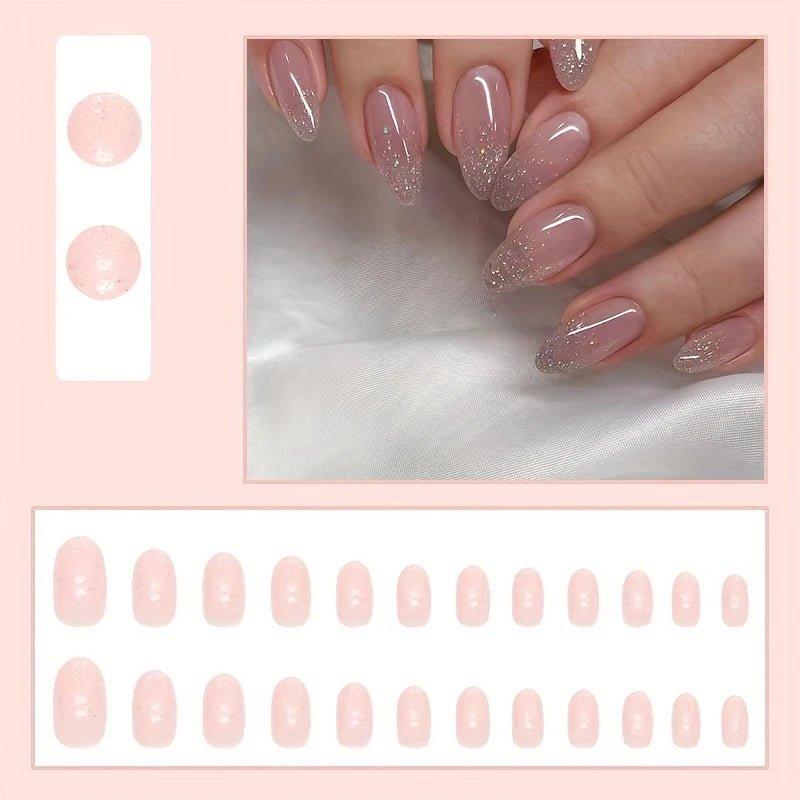 Glitter Gradient Pink Press-On Nails 10-pieces