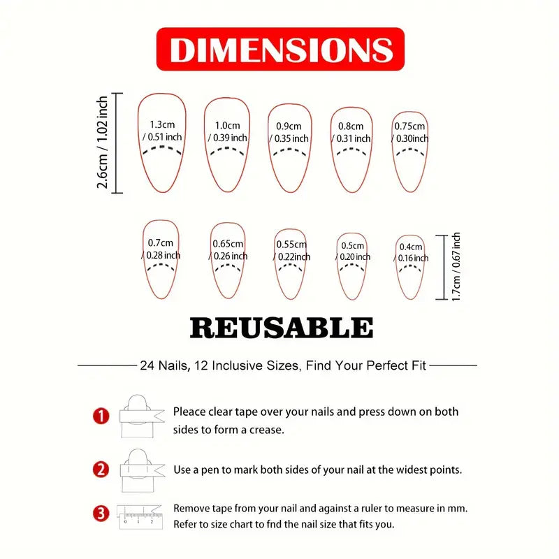 Black French Heart Matte Press-On Nails 10-pieces