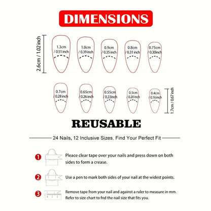 Black French Heart Matte Press-On Nails 10-pieces