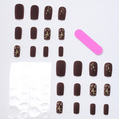Matte Floral Square Press-On Nails 10-pieces