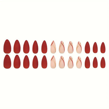 Matte Wine Red Almond Press-On Nails 10-pieces